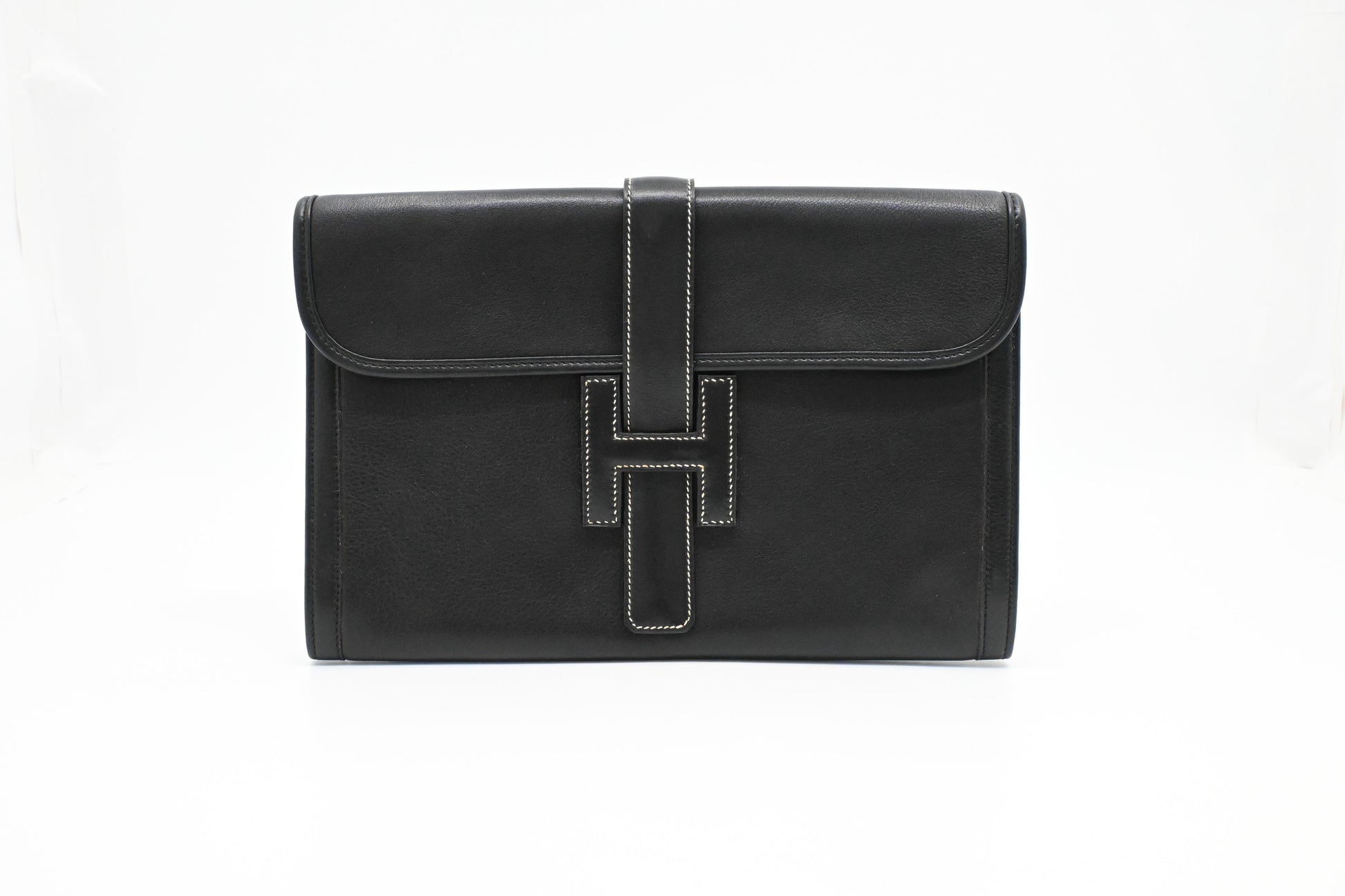 Hermes Jige Elan Pm In Handbag Leather Black Travel Bag