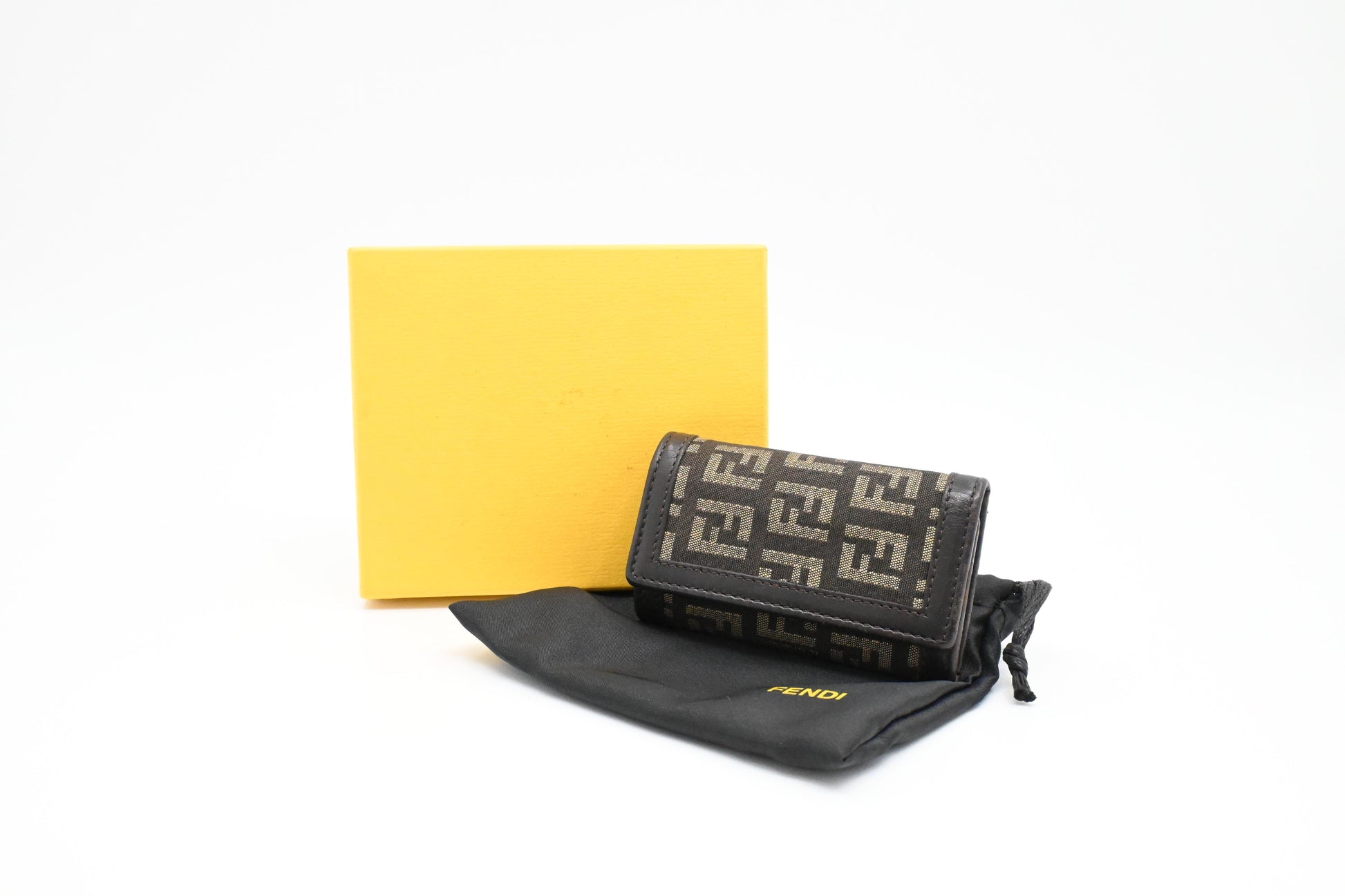 Fendi Key Case In Zucca Handbag Canvas Travel Bag In Zucca Canvas