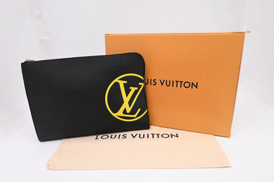 Louis Vuitton Pochette Jules Epi Leather Black Clutch Bag
