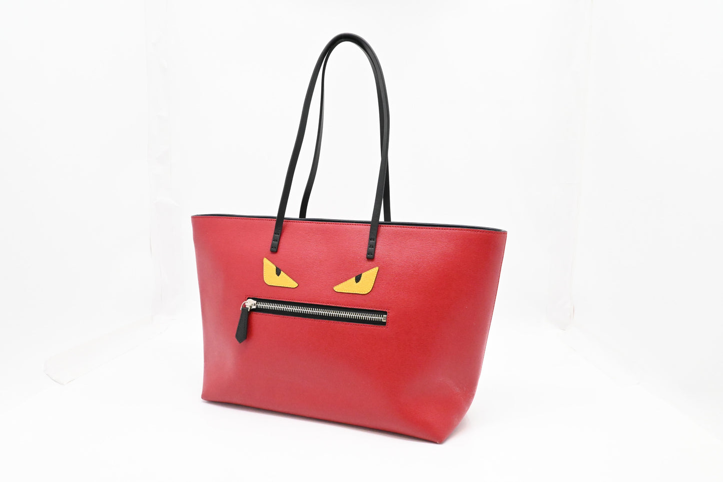 Fendi Monster Tote Bag In Leather Red