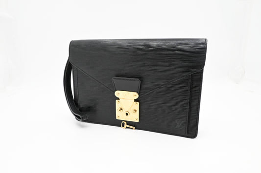 Louis Vuitton Sellier Dragonne Black Leather Epi Key Chain Epi Leather