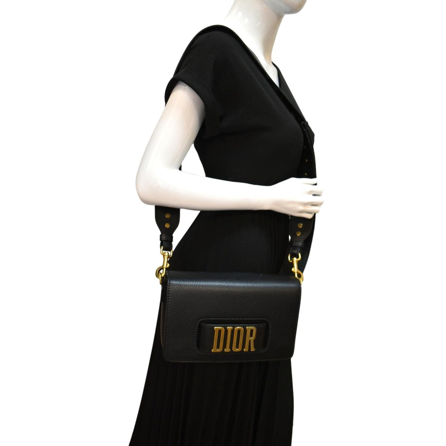 Dior Dio Evolution Grained Calfskin Shoulder Bag Black Flap
