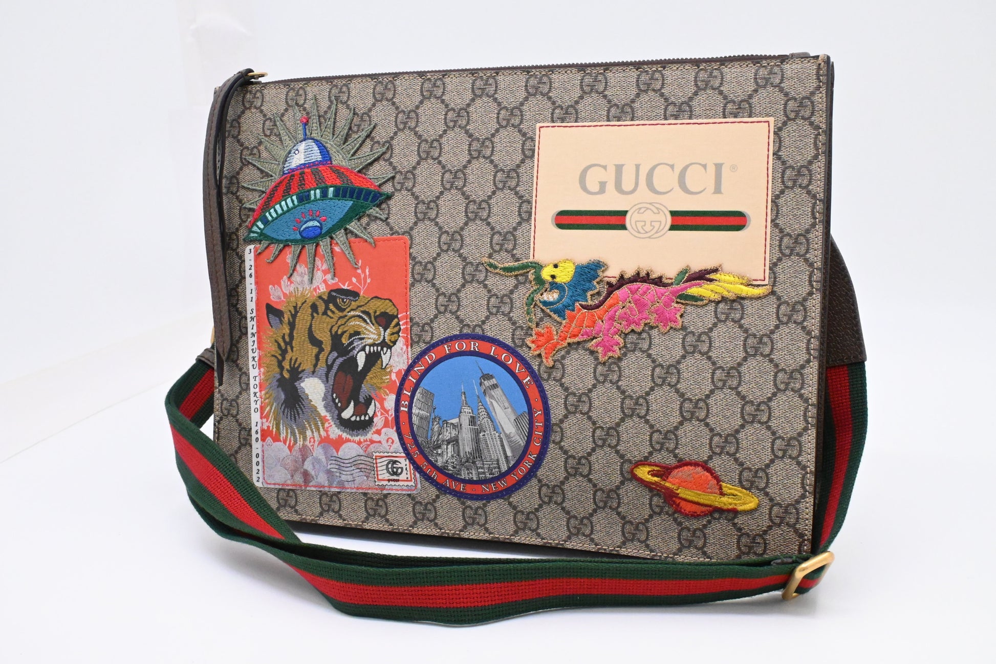 Gucci GG Supreme Patchwork Canvas Shoulder Bag