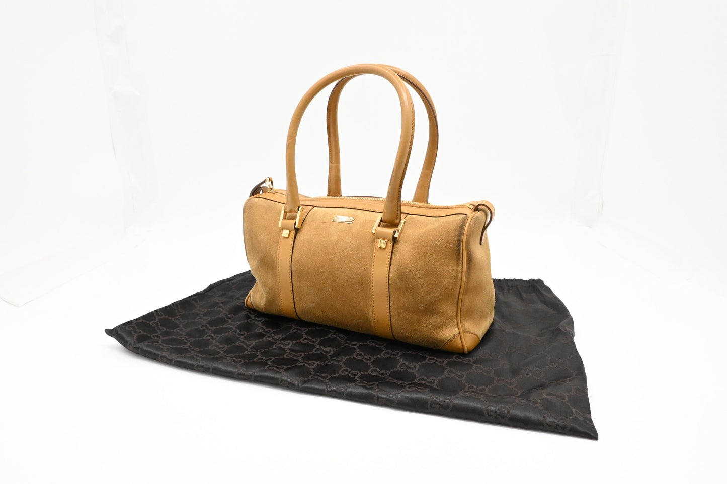 Gucci Boston Suede Brown Small Handbag