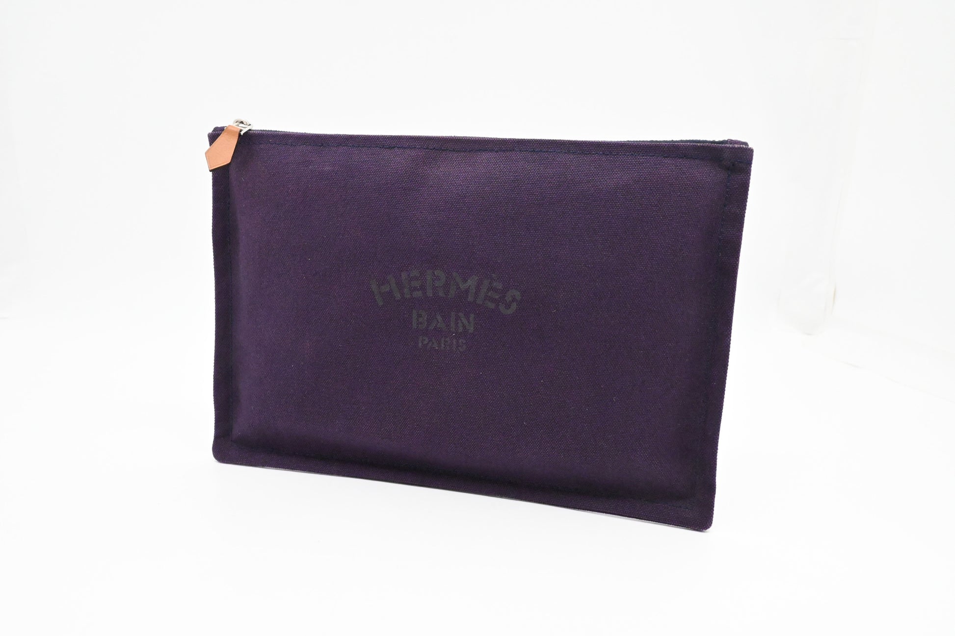 Hermes Bain Yachting Pouch In Purple Handbag Canvas Large Travel Bag