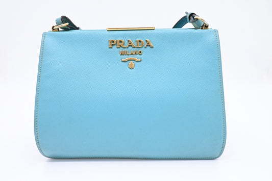 Prada Crossbody Bag In Saffiano Leather Blue