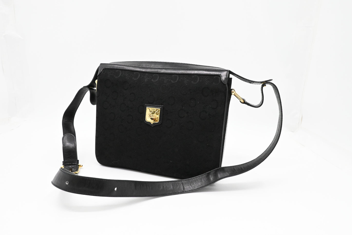 Celine Shoulder Bag In Canvas Black