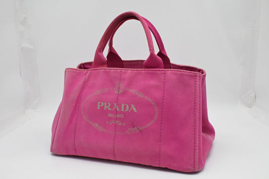 Prada Canapa Tote In Handbag Canvas Pink Tote Bag