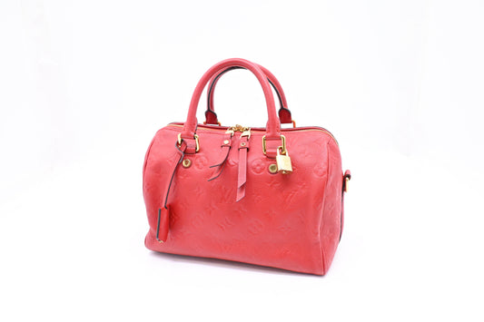 Louis Vuitton Speedy 25 Bandouliere Red Leather Empreinte Handbag