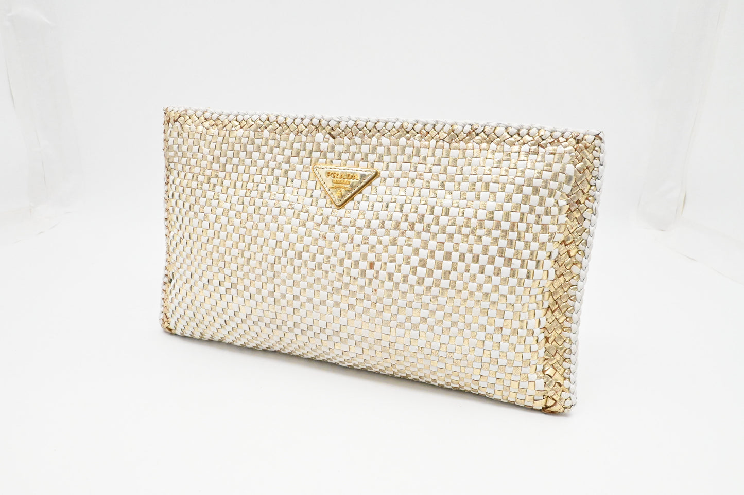 Prada Clutch In And Handbag Leather White Clutch Bag