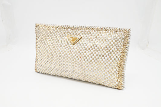 Prada Clutch In And Handbag Leather White Clutch Bag