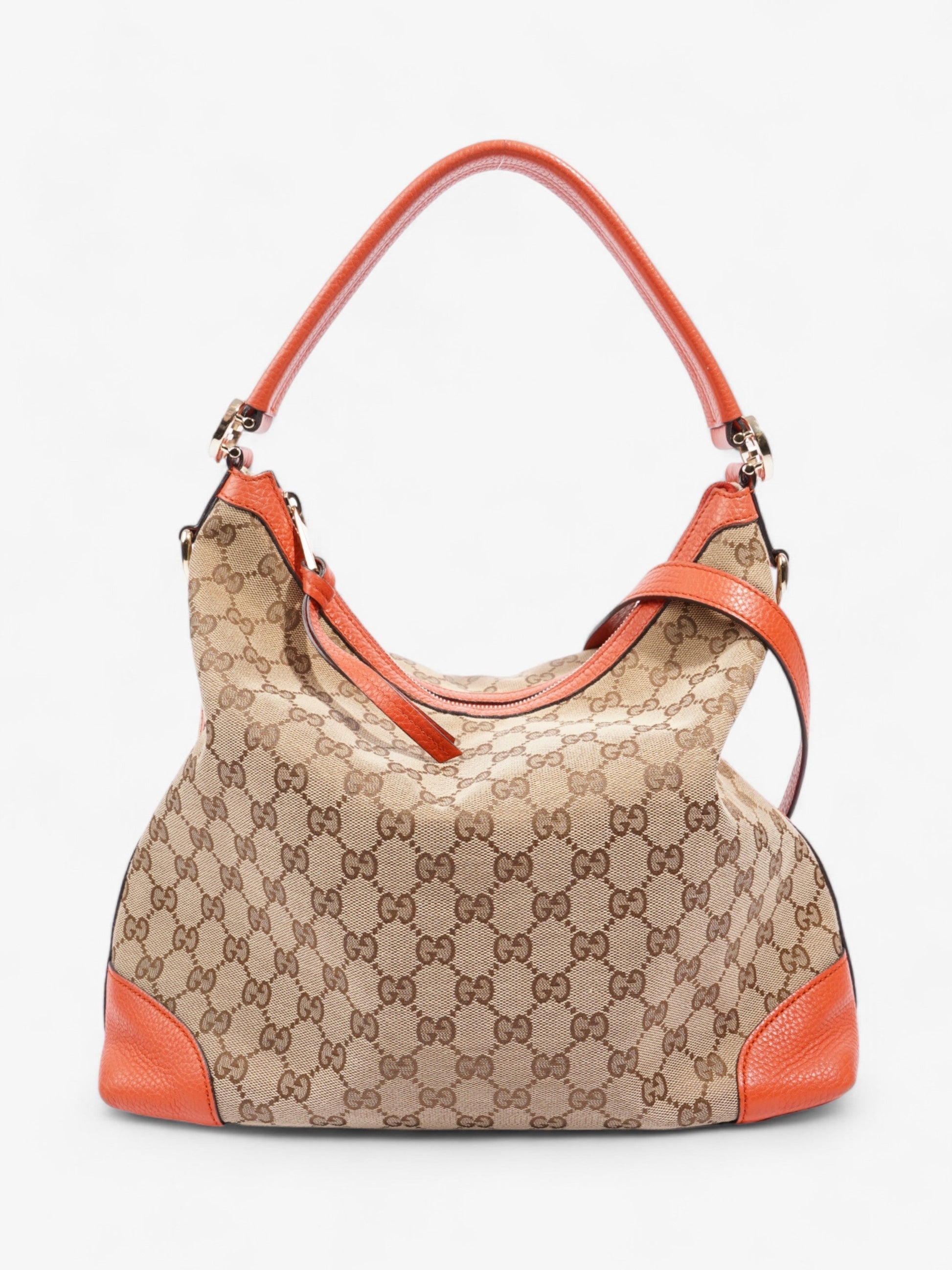 Gucci Hobo And Ebony Supreme Orange Canvas Beige Shoulder Bag