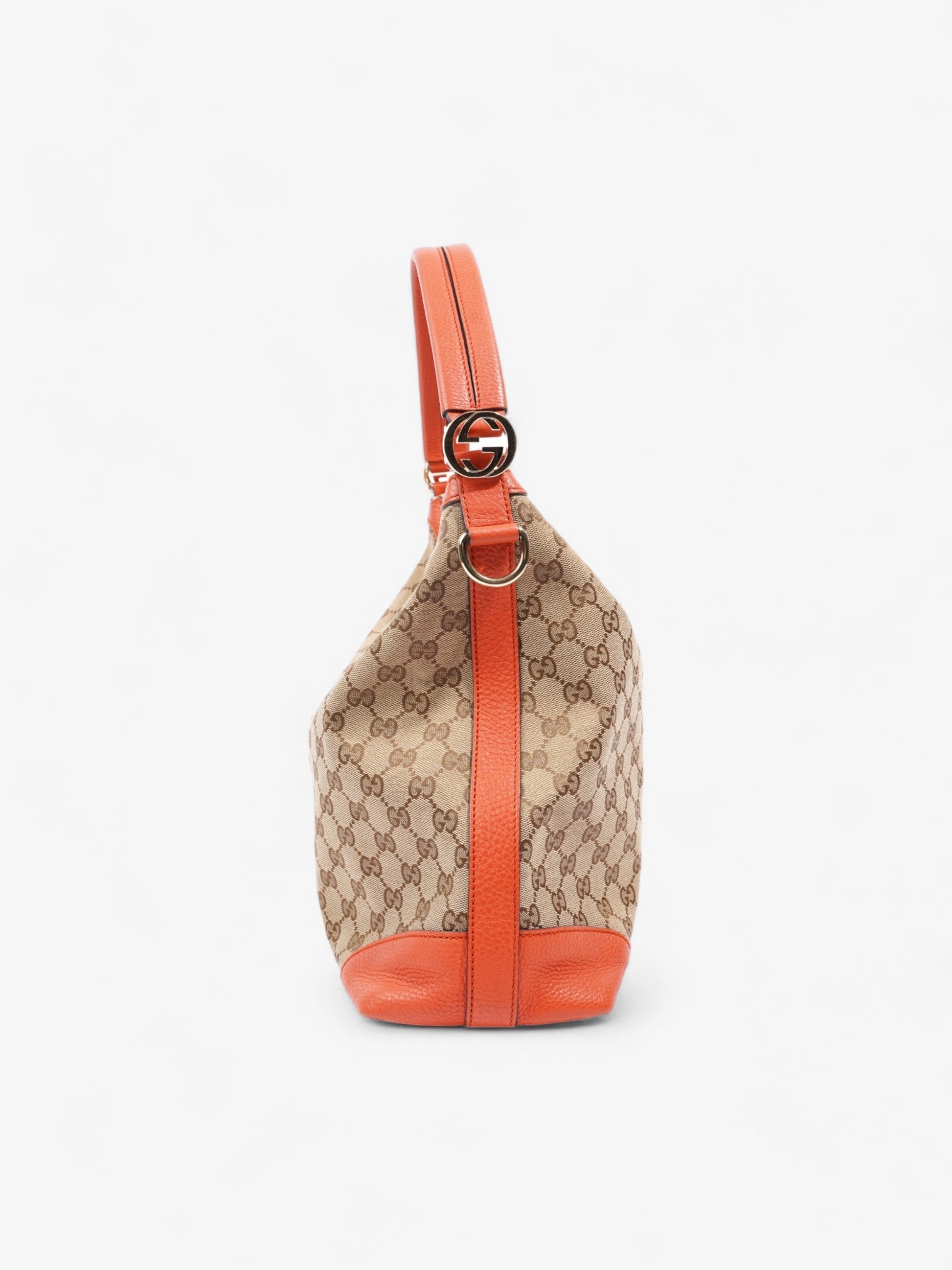 Gucci Hobo And Ebony Supreme Orange Canvas Beige Shoulder Bag