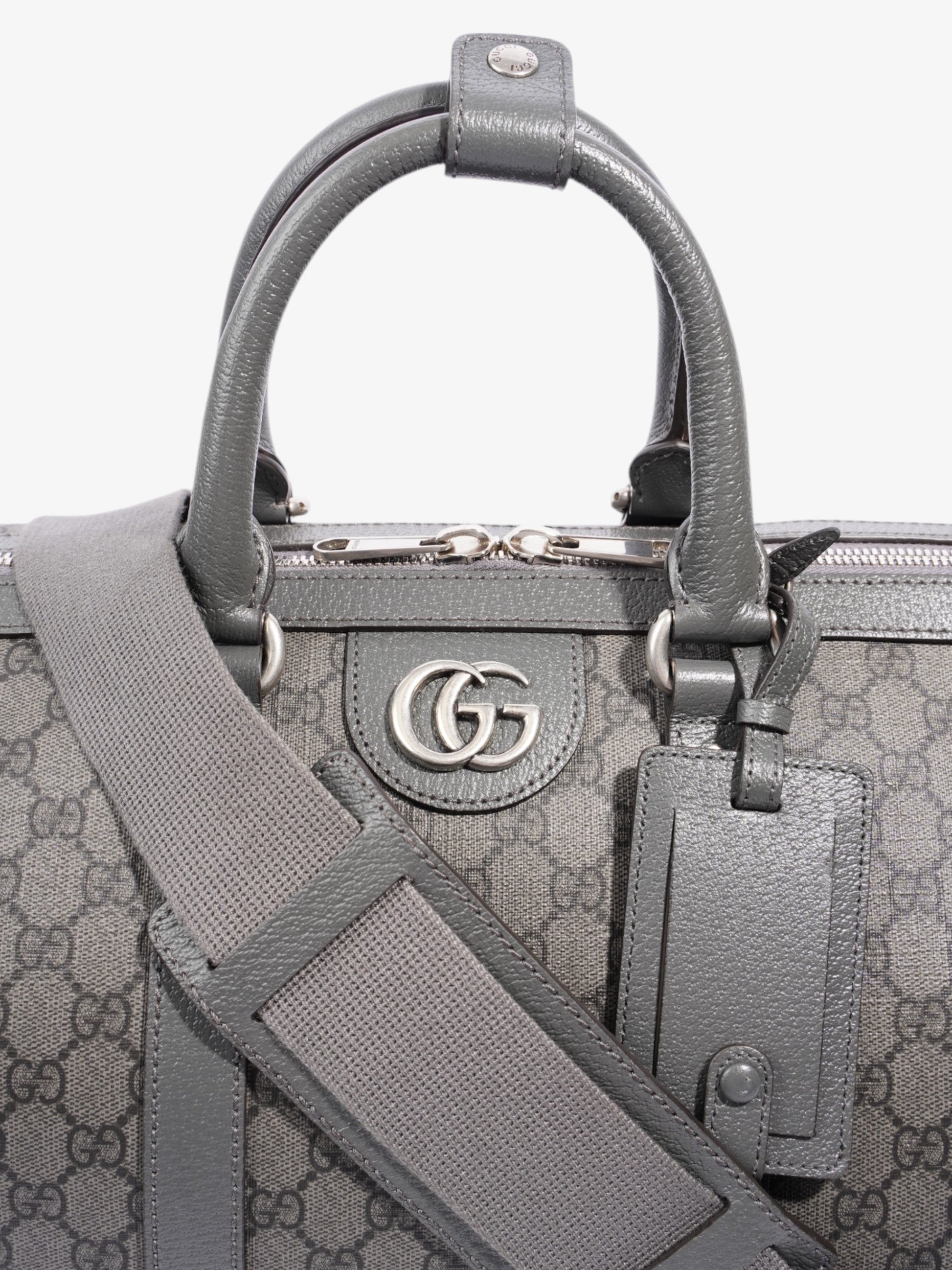 Gucci Ophidia Duffle Bag Supreme Grey Coated Canvas Large Travel Bag