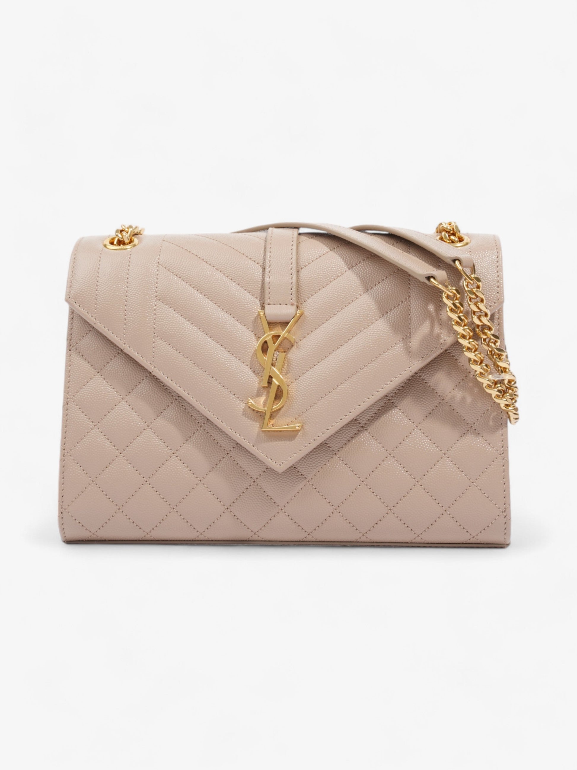 YSL Saint Laurent Envelope Shoulder Bag Leather Monogram Matelasse