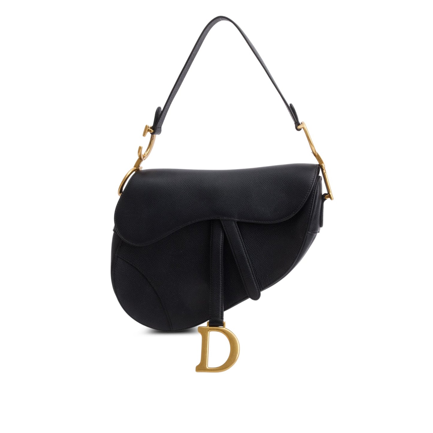 Dior Christian Grained Calfskin Saddle Bag Black Travel Bag
