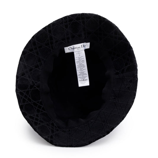 Dior Christian Velvet Cannage Hat, Size Handbag Black Bucket Bucket Bag