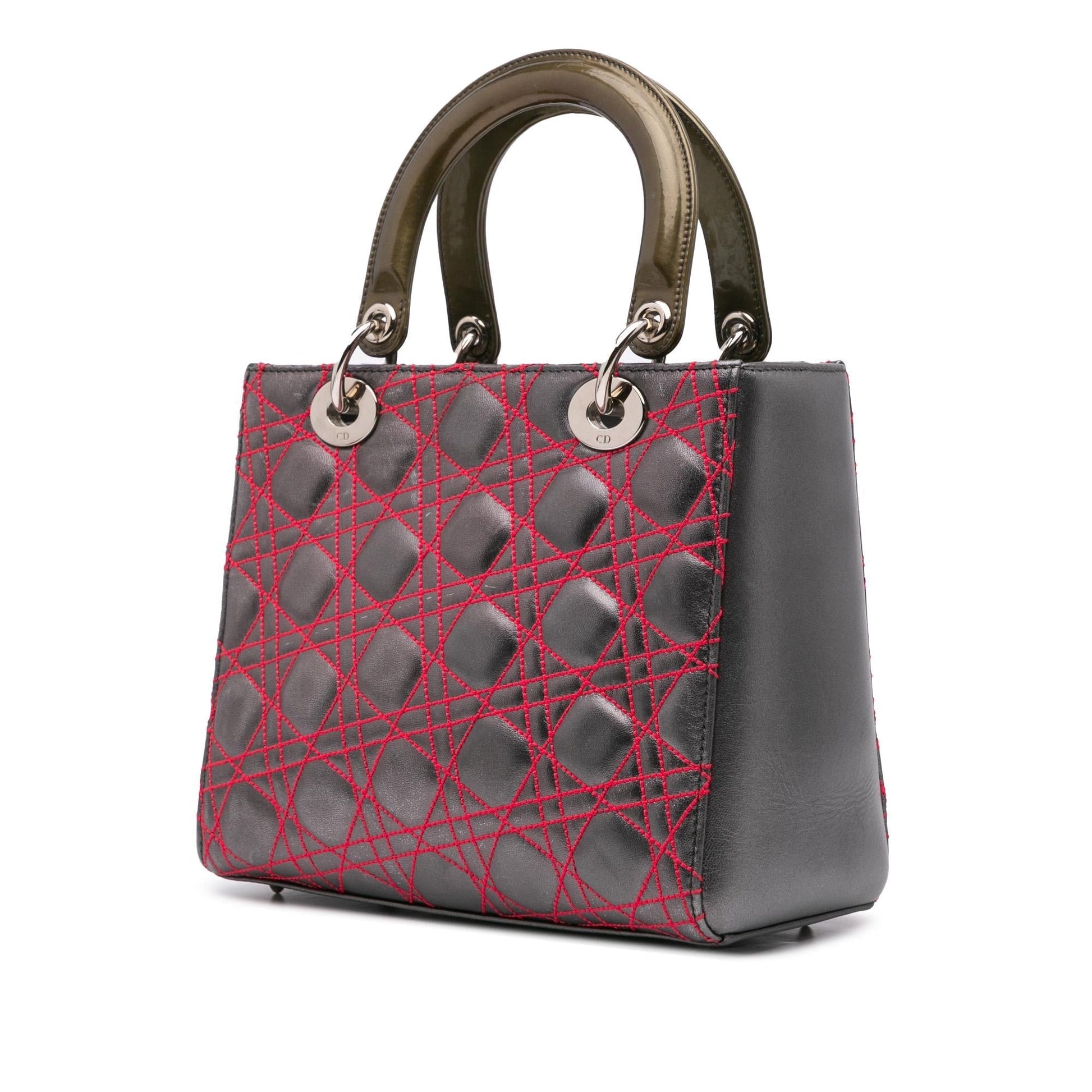 Dior Anselm Reyle Metallic Cannage Lady Satchel Bag Lambskin Medium Lady Dior 1