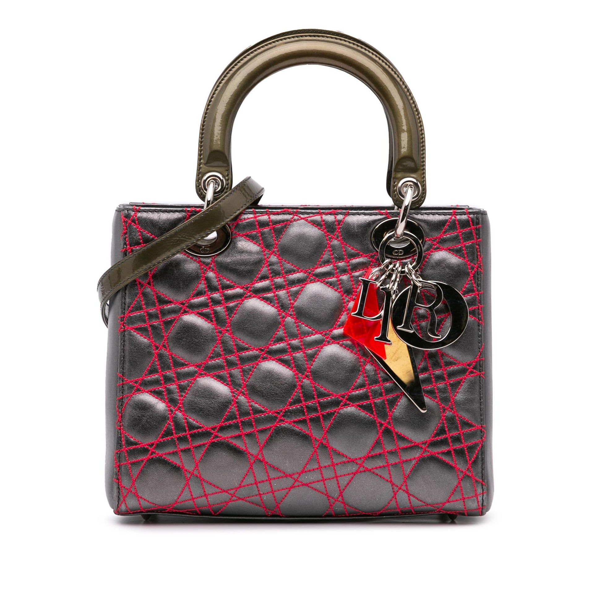 Dior Anselm Reyle Metallic Cannage Lady Satchel Bag Lambskin Medium Lady Dior 2