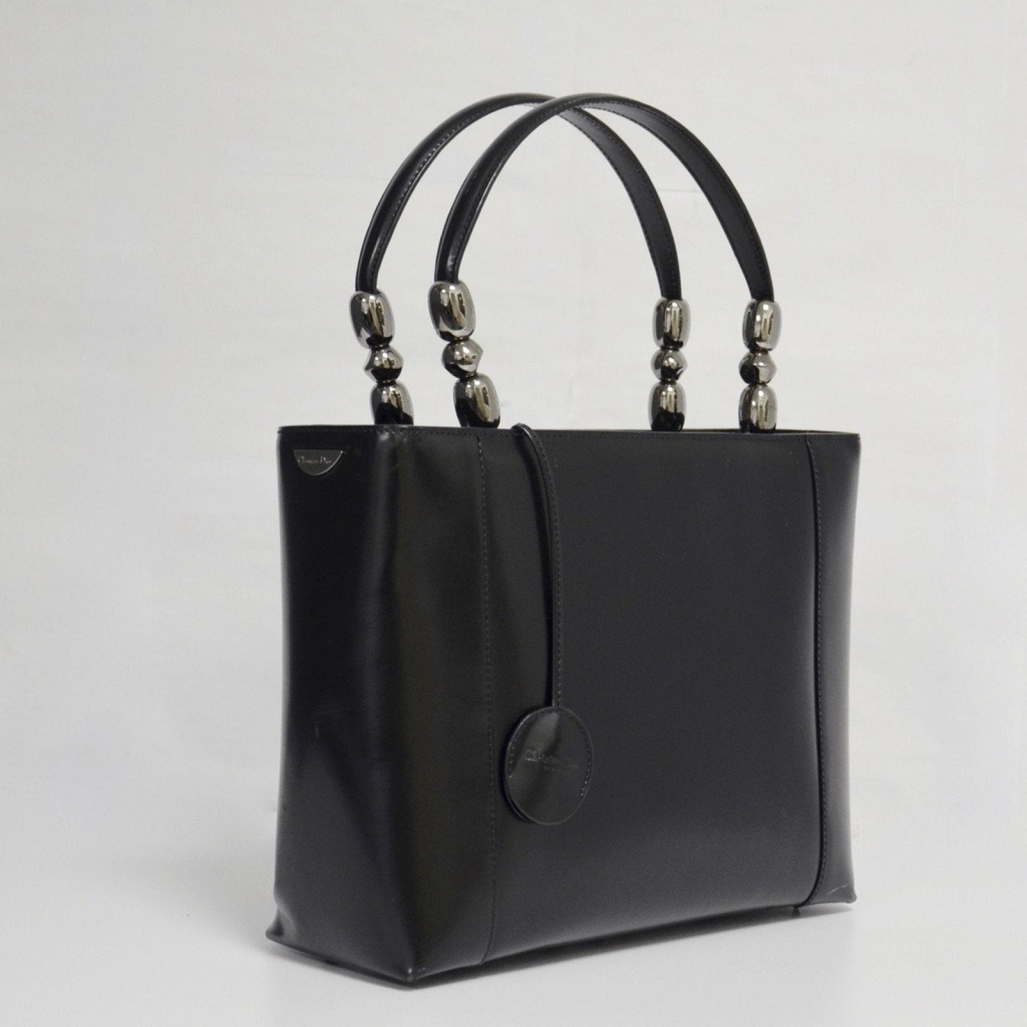 Dior Chrome Beaded Malice Tote Handbag Black Tote Bag
