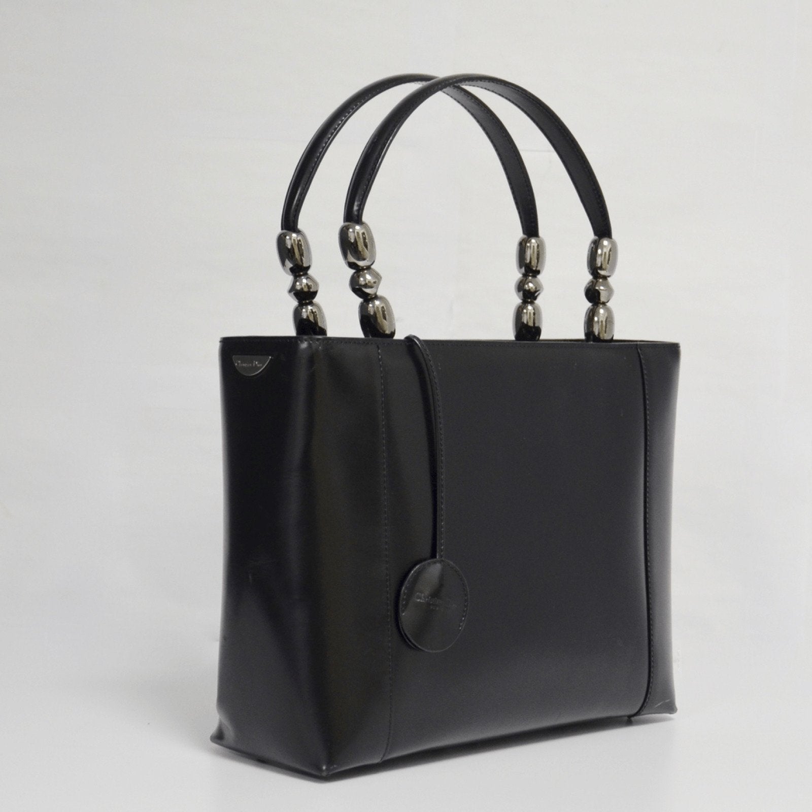 Dior Chrome Beaded Malice Tote Handbag Black Tote Bag