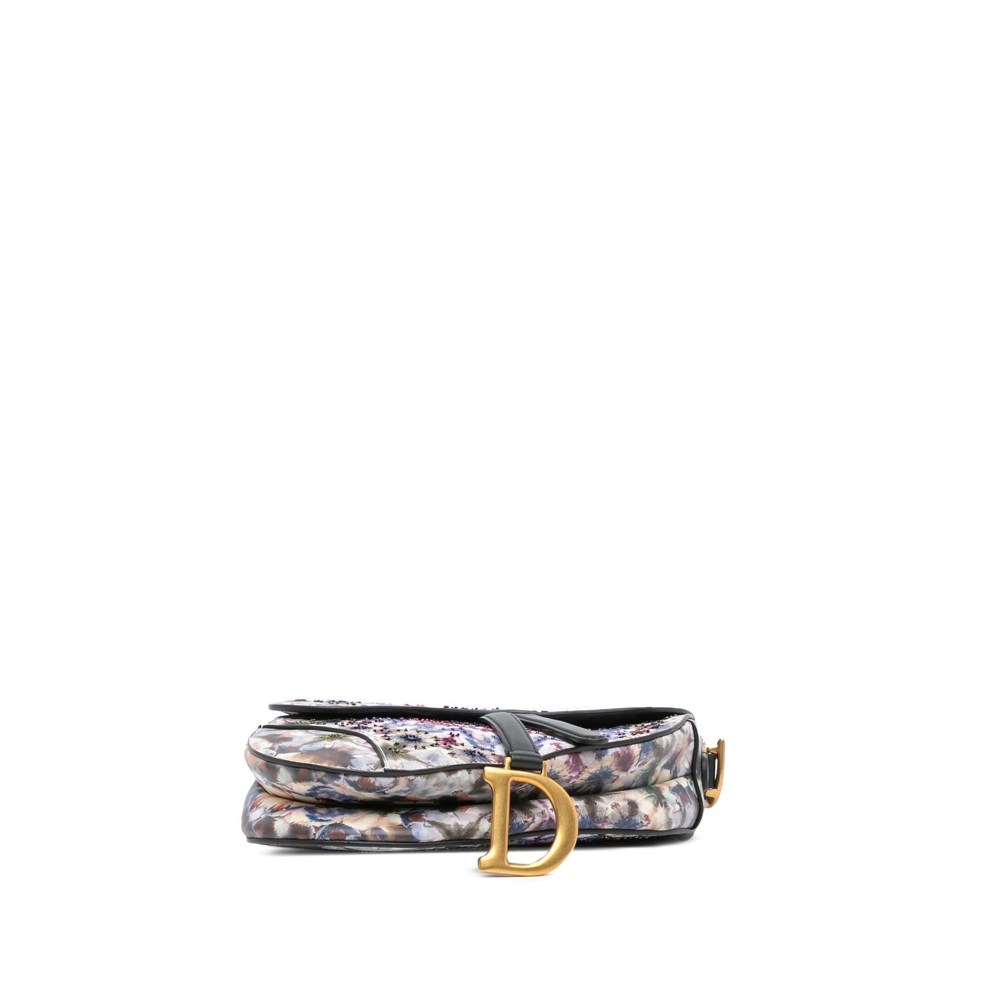 Dior Calfskin Kaleiscopic Saddle Bag Embroidered Shoulder Bag