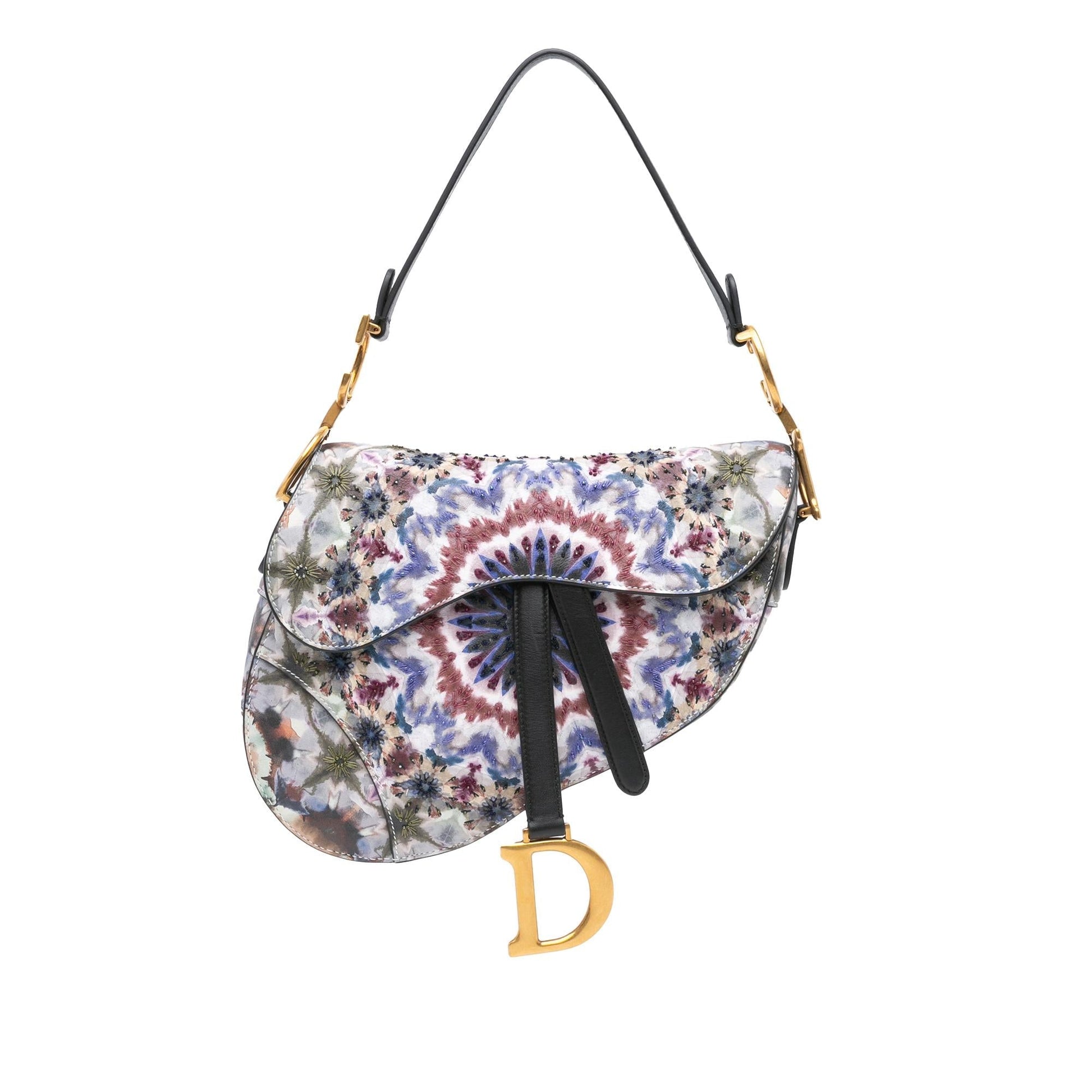 Dior Calfskin Kaleiscopic Saddle Bag Embroidered Shoulder Bag