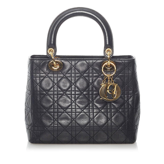Dior Cannage Lady Handbag Shg Leather Lambskin Satchel Bag