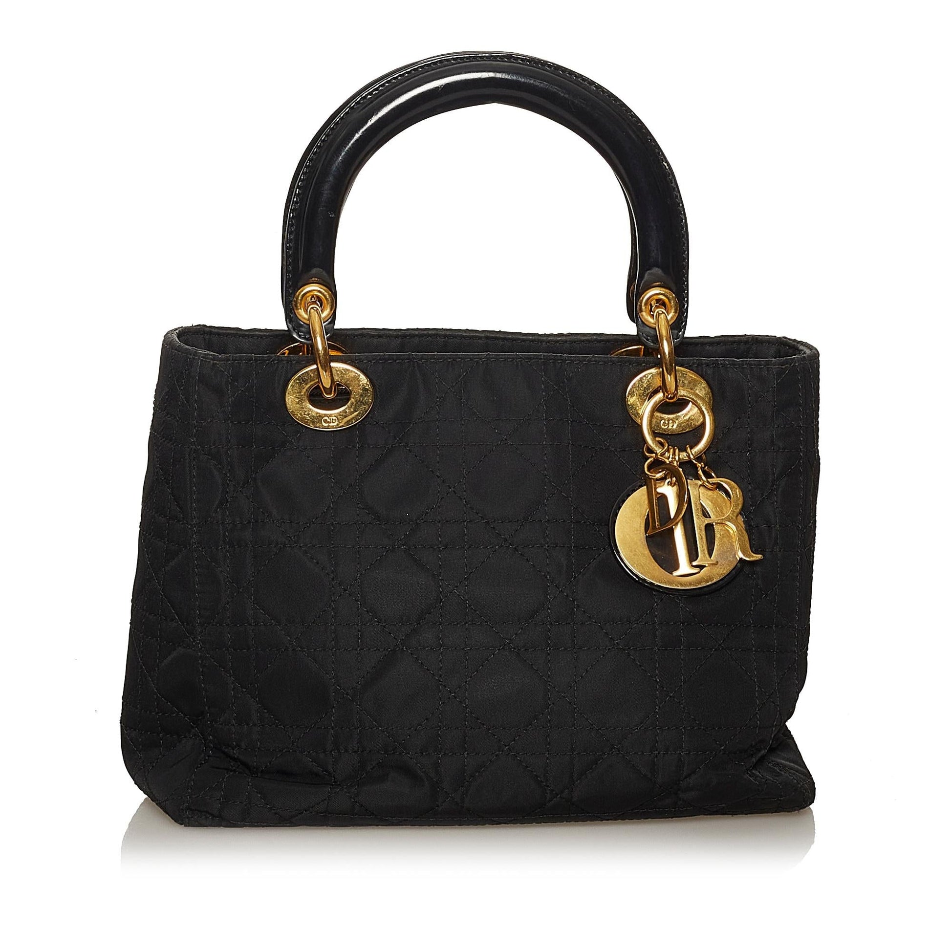 Dior Cannage Lady Handbag Shg Nylon Satchel Bag