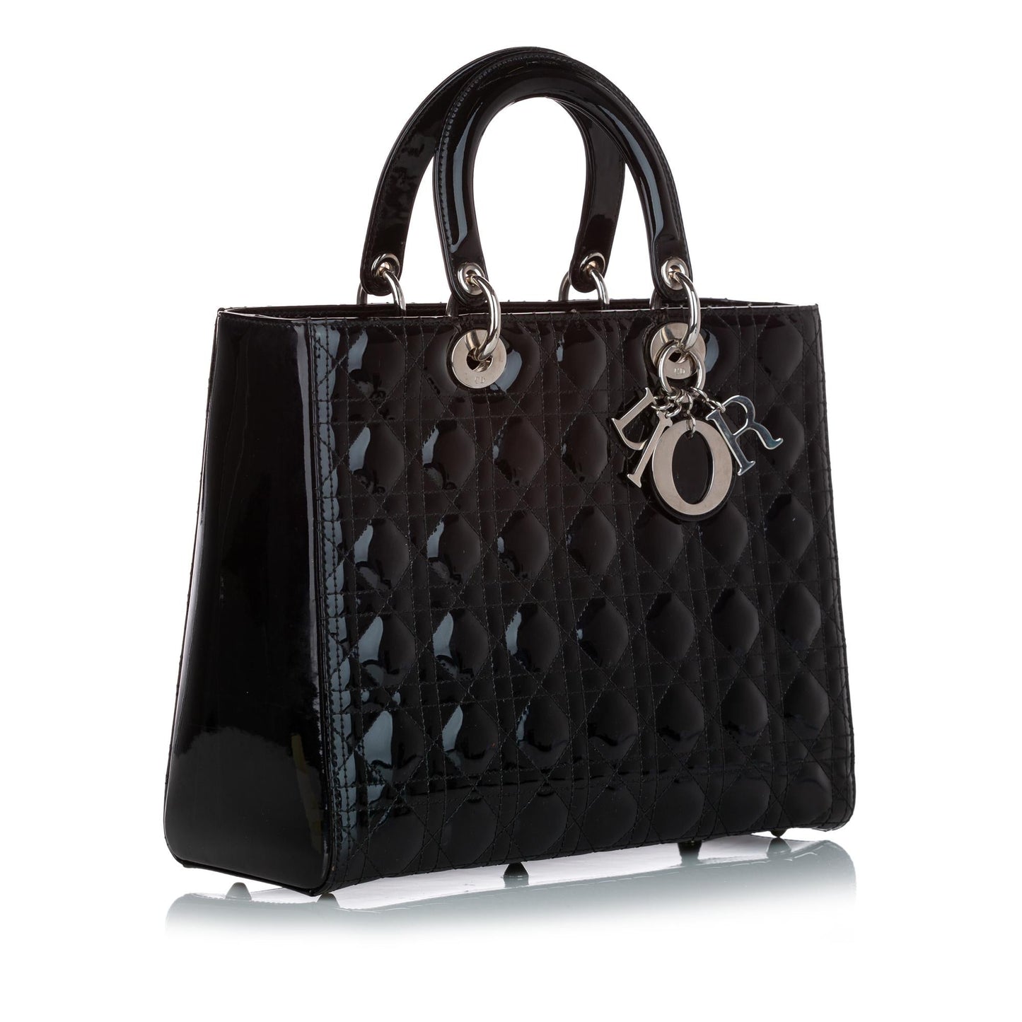 Dior Cannage Lady Satchel Shg Leather Patent Satchel Bag