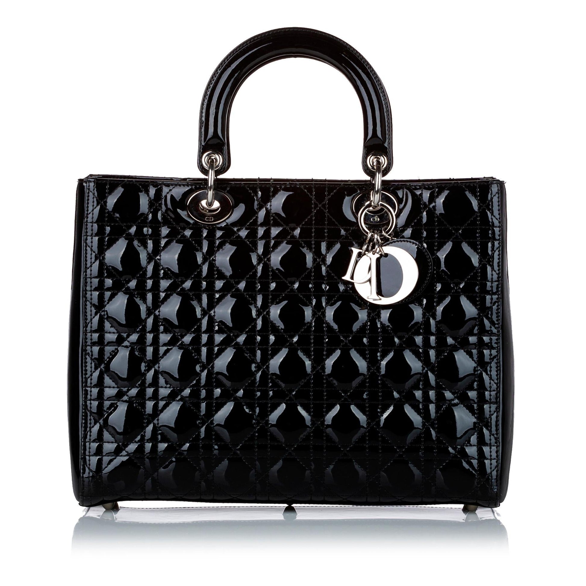 Dior Cannage Lady Satchel Shg Leather Patent Satchel Bag Satchel Shg 29201