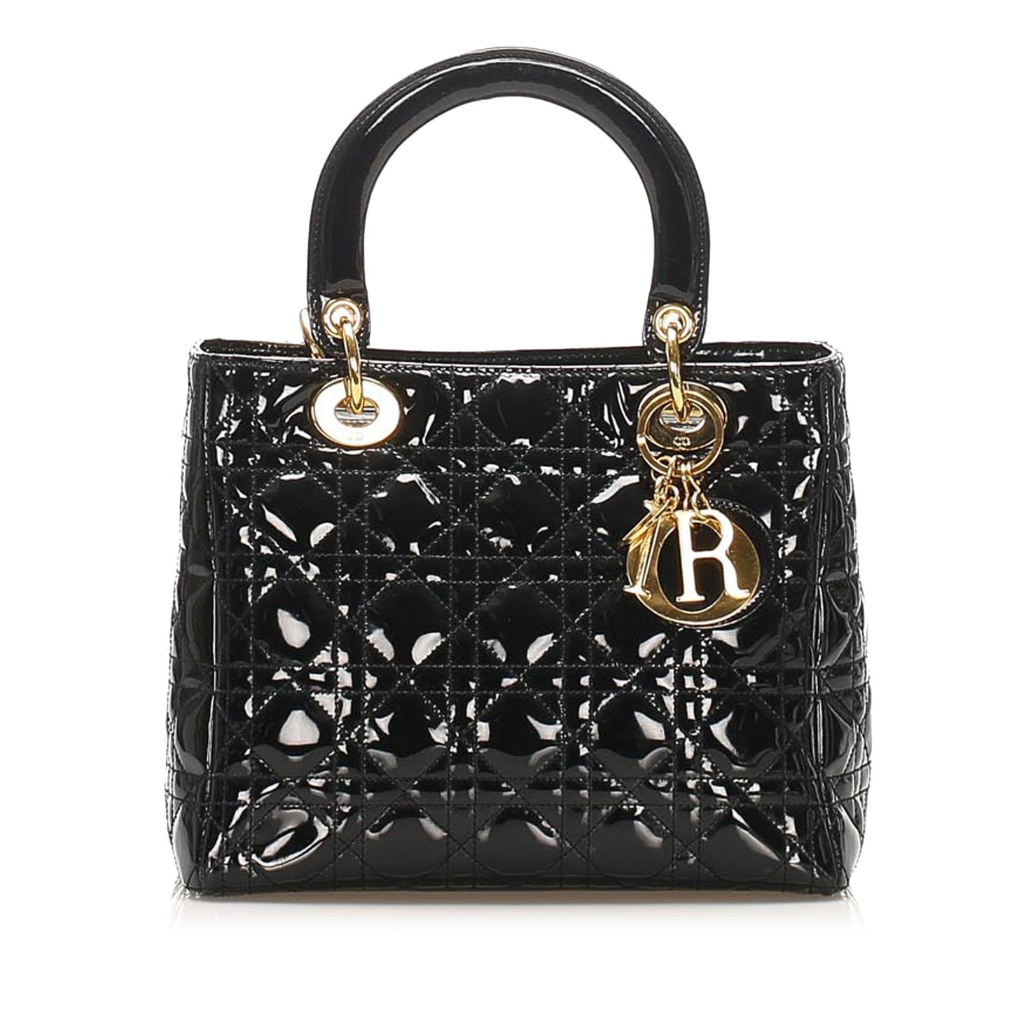 Dior Cannage Lady Shg Satchel Bag Leather Patent