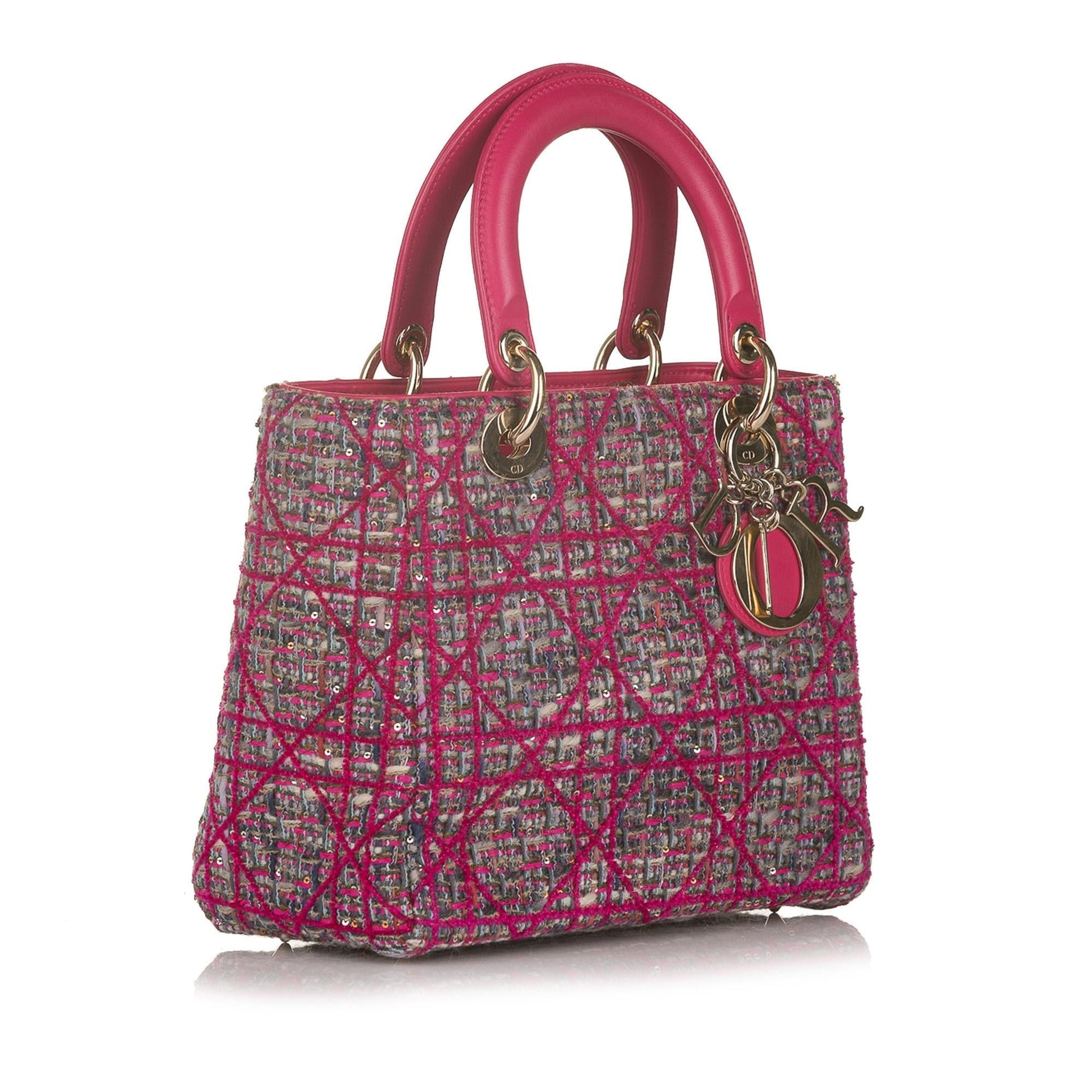 Dior Cannage Lady Tweed Satchel Shg Satchel Bag