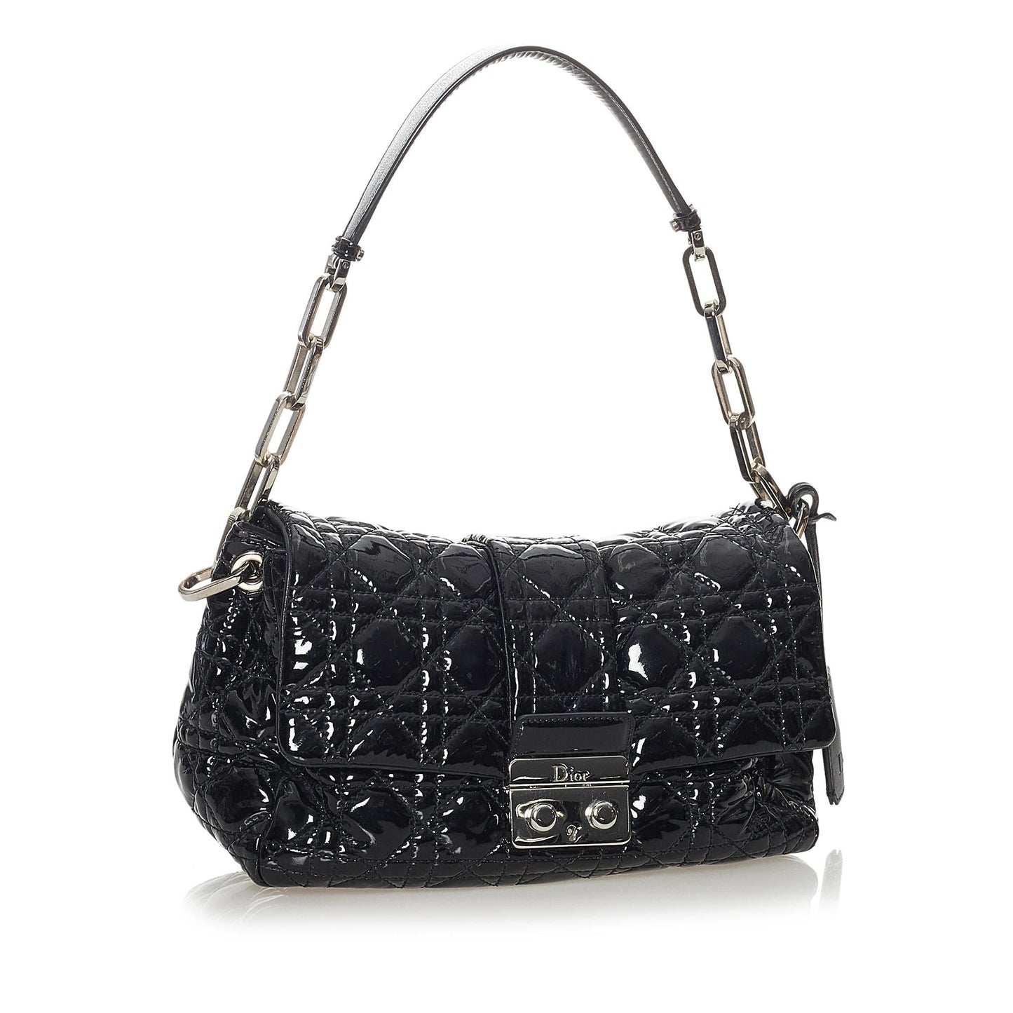 Dior Cannage New Lock Bag Shg Leather Patent Flap Shoulder Bag