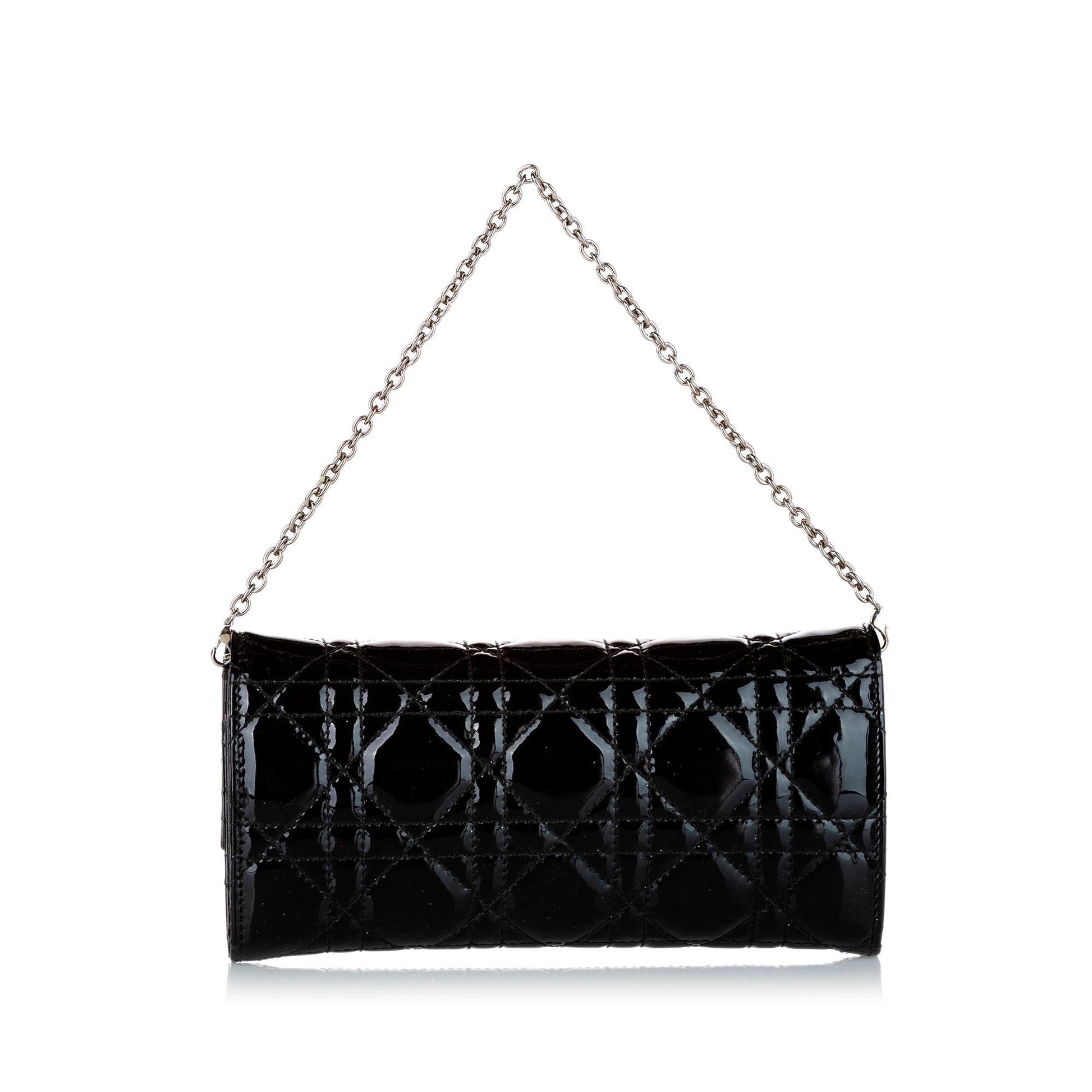 Dior Cannage Shg Handbag Leather Patent Chain Travel Bag