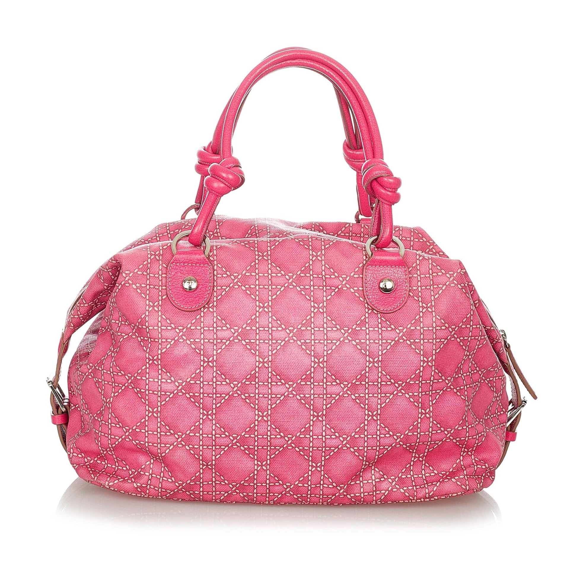 Dior Cannage Print Handbag Shg Canvas Satchel Bag