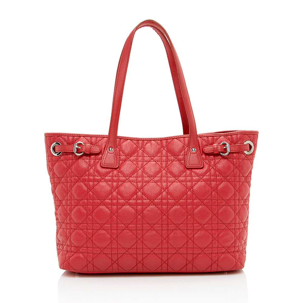 Dior Cannage Coated Panarea Tote Shf Canvas Quilted Medium Tote Bag