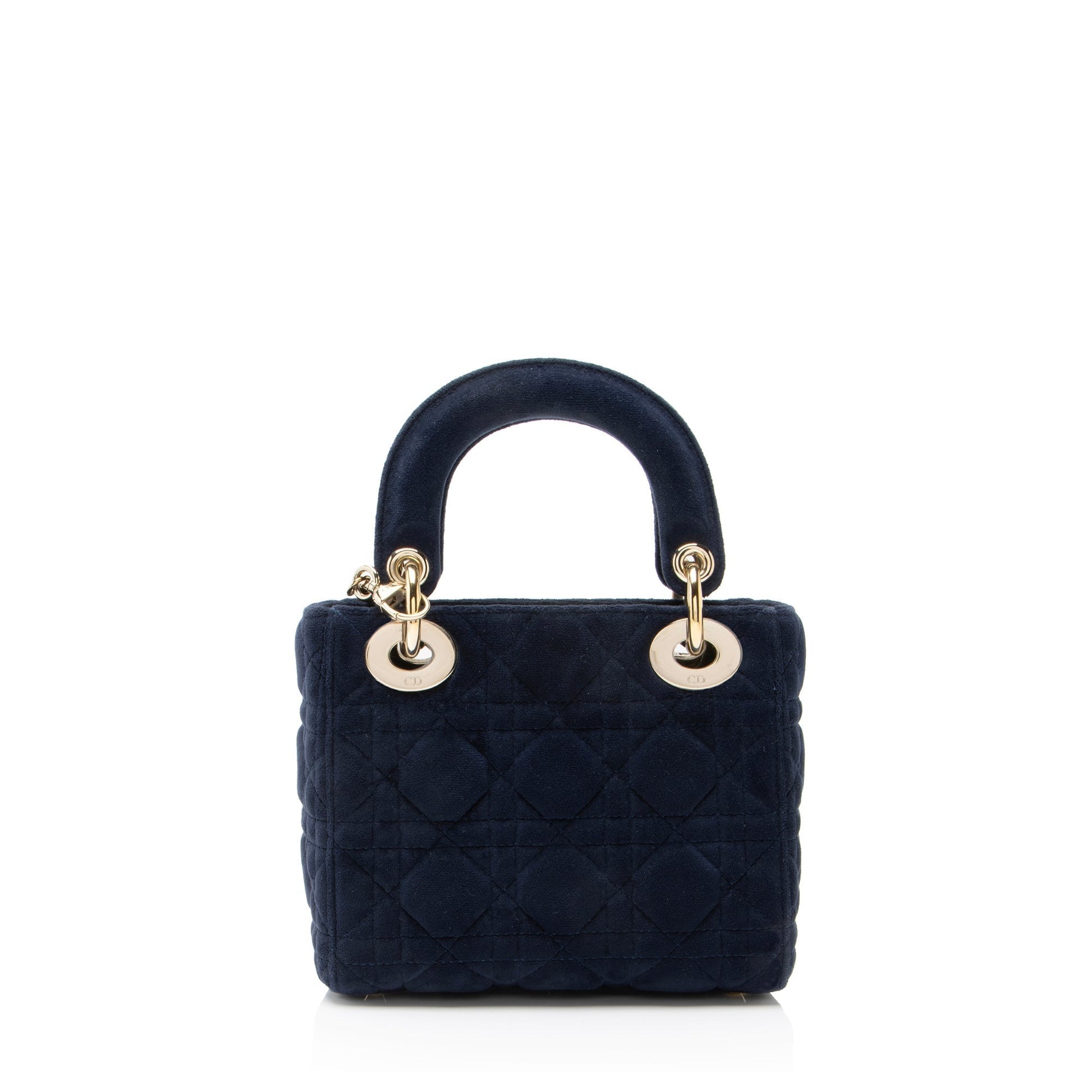 Dior Cannage Velvet Crystal Lady Tote Mini Tote Bag