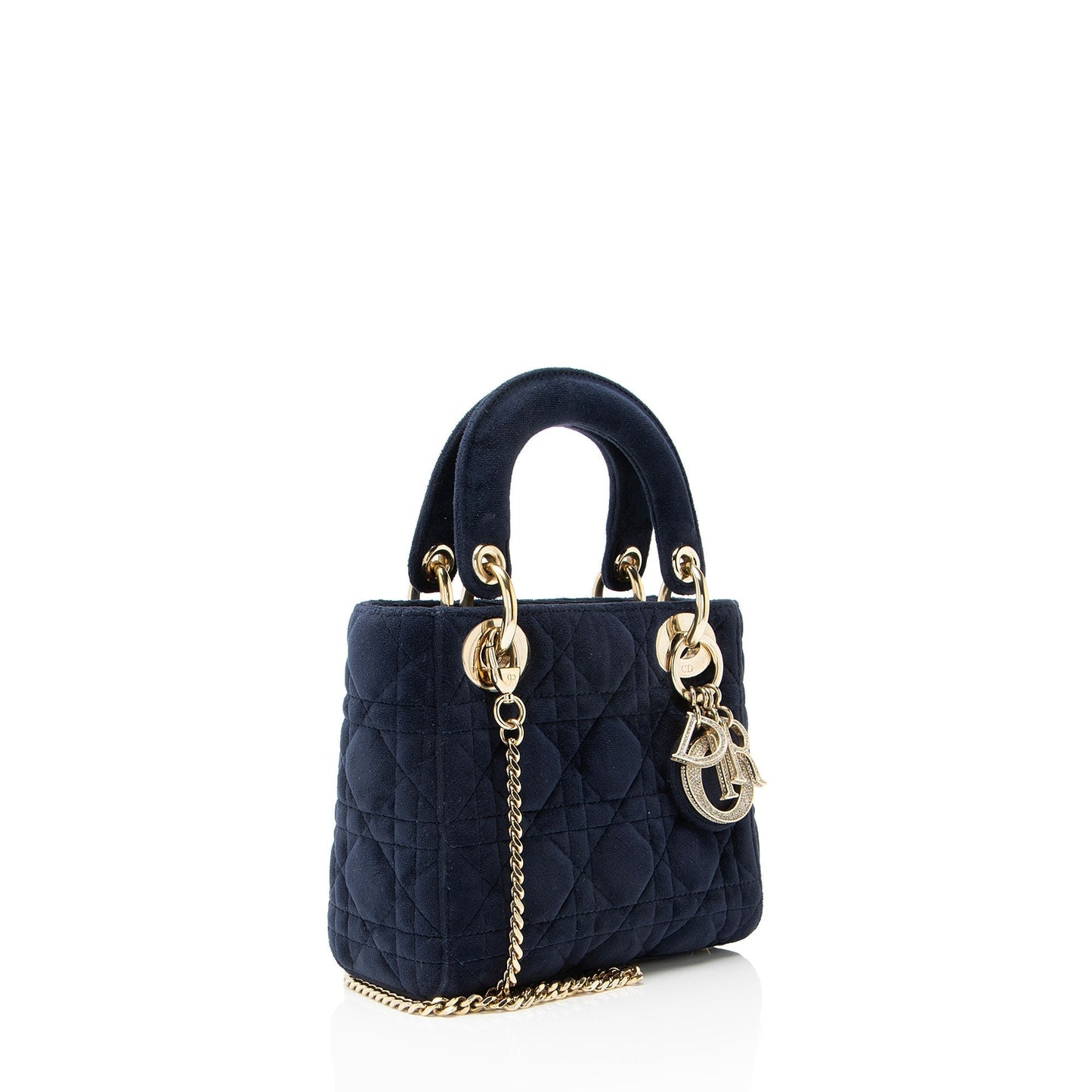 Dior Cannage Velvet Crystal Lady Tote Mini Tote Bag