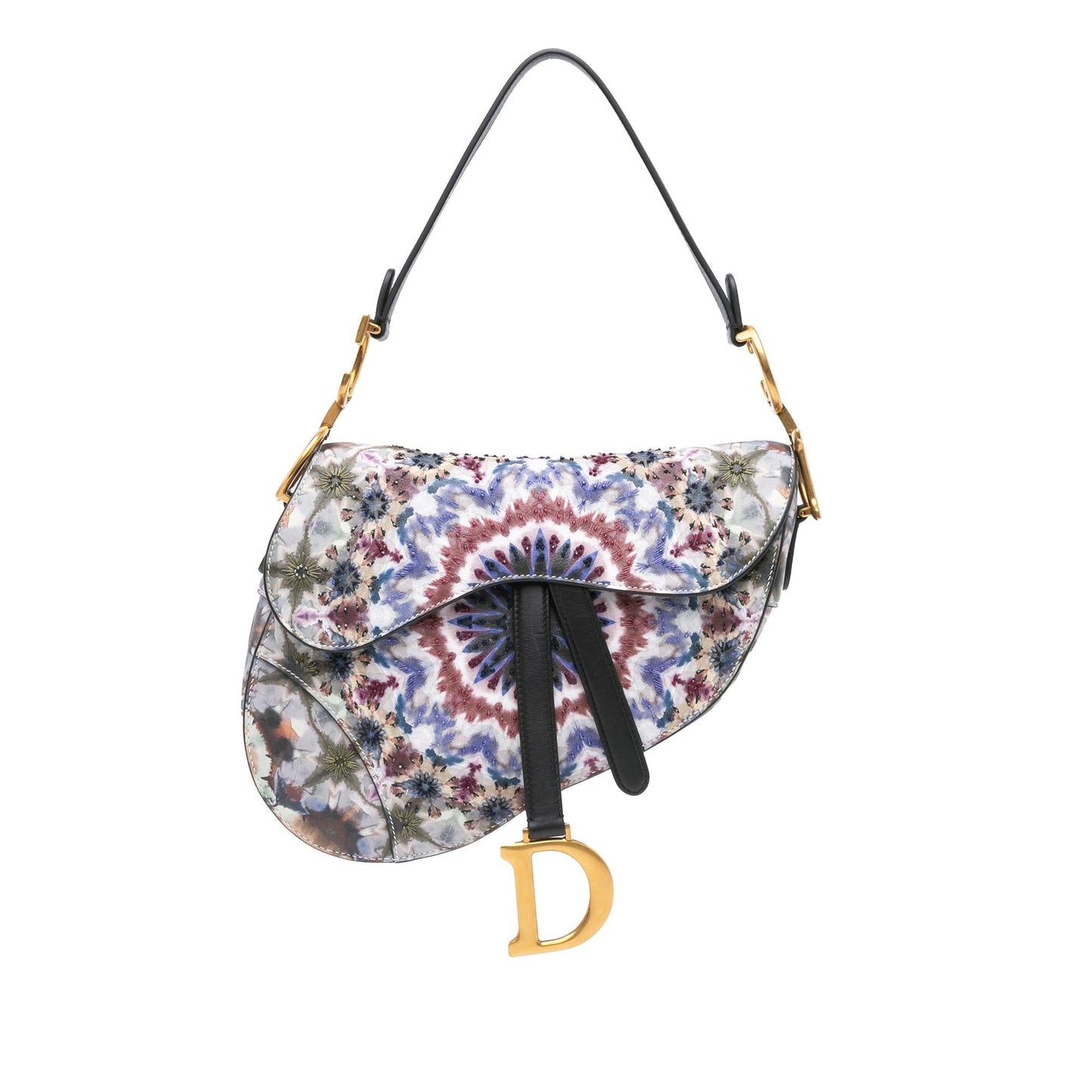 Dior Kaleiscopic Saddle Bag Canvas Embroidered Shoulder Bag