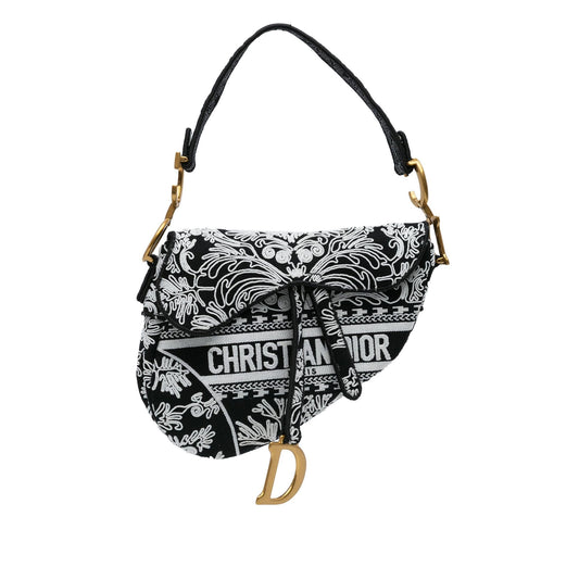 Dior Ornamental Cornely Saddle Bag Canvas Embroidered Shoulder Bag Cornely Saddle Bag