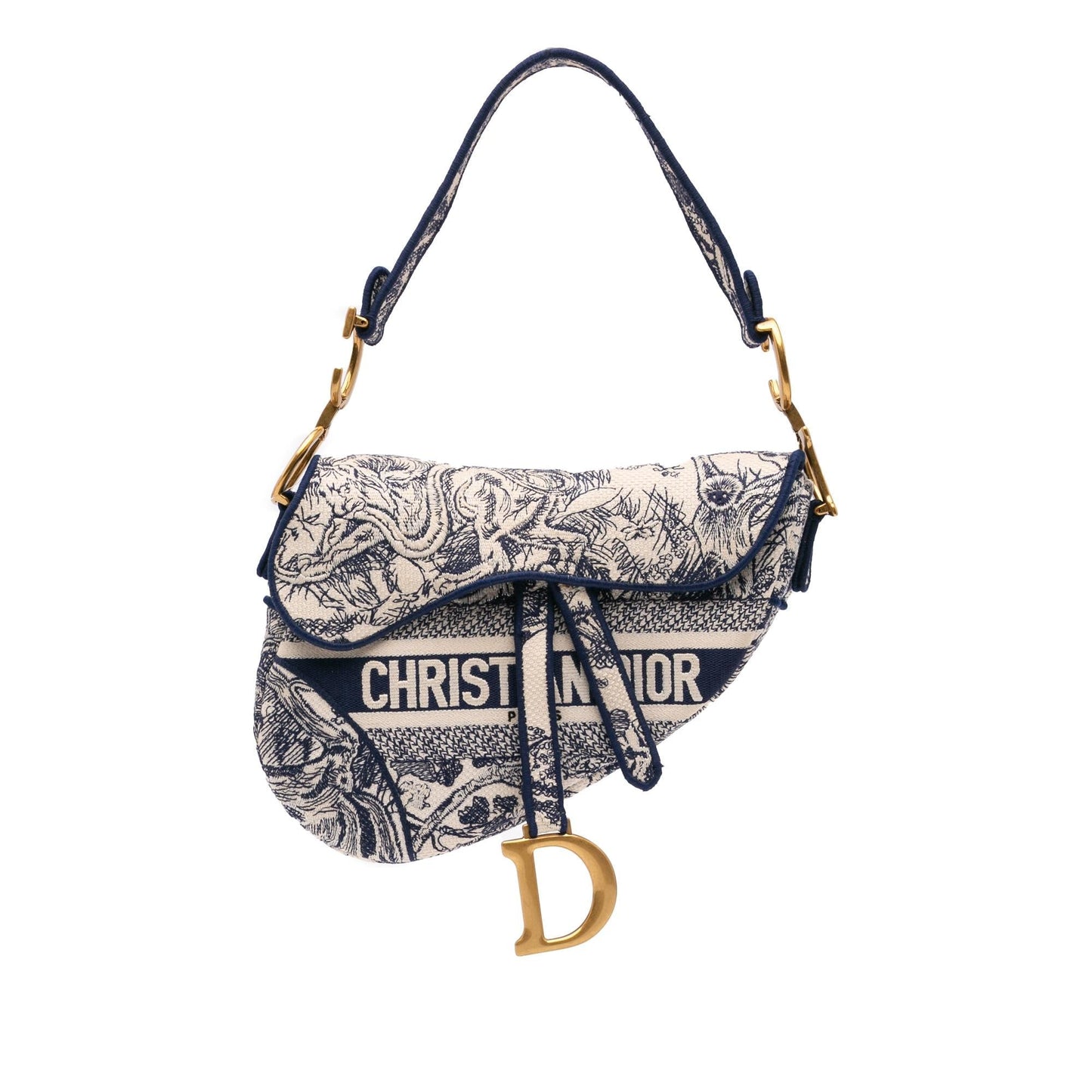 Dior Toile De Jouy Saddle Bag Canvas Embroidered Shoulder Bag Saddle Bag 1