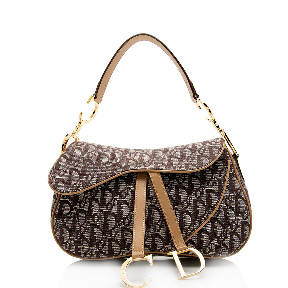Dior Double Saddle Shoulder Bag Shf Canvas Logo