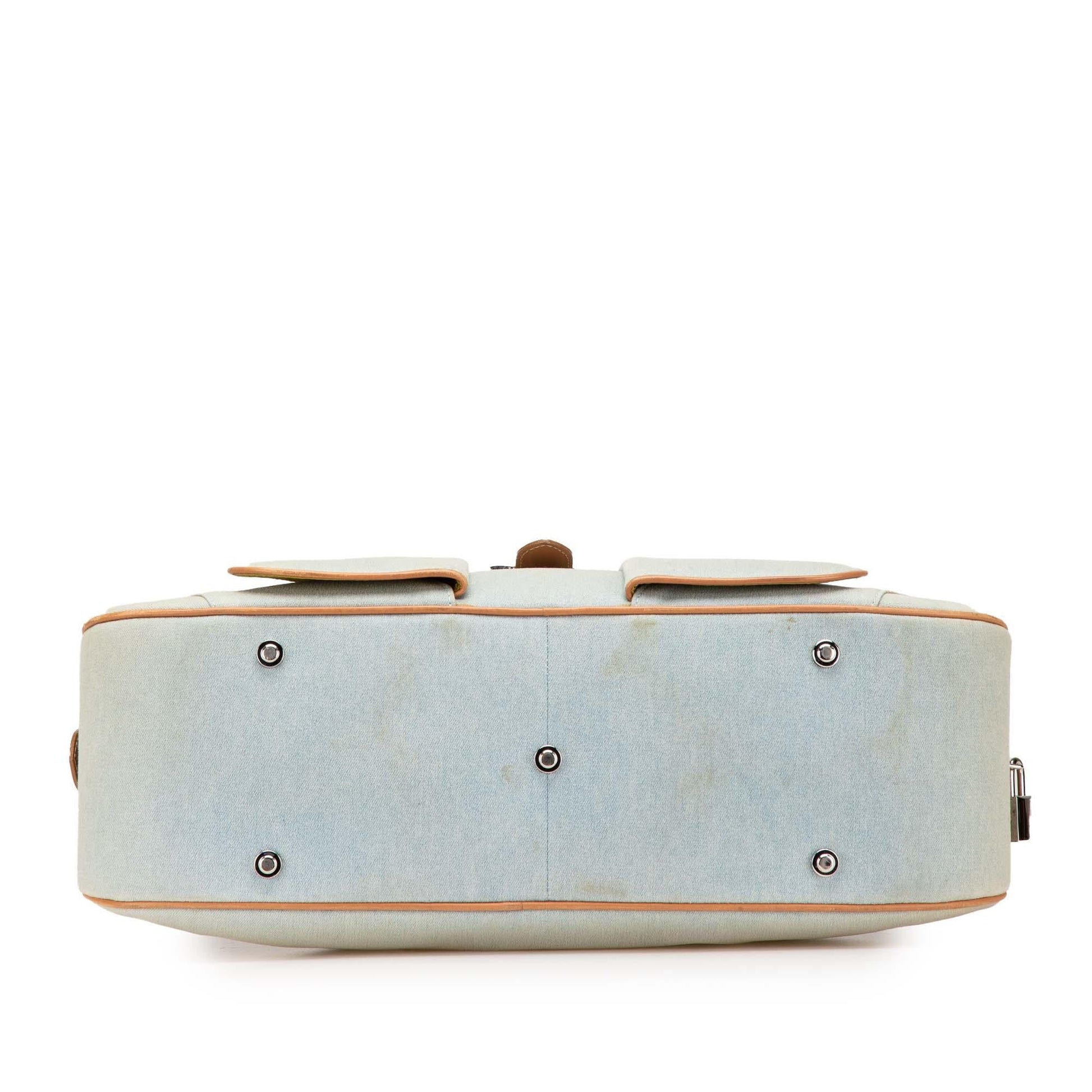Dior Double Saddle Bowler Bag Denim Satchel Bag