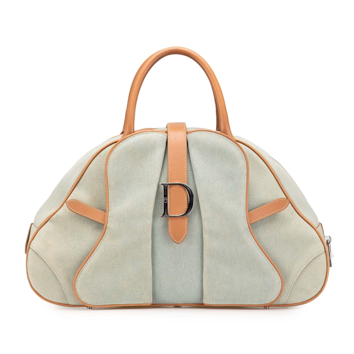 Dior Double Saddle Bowler Bag Denim Satchel Bag