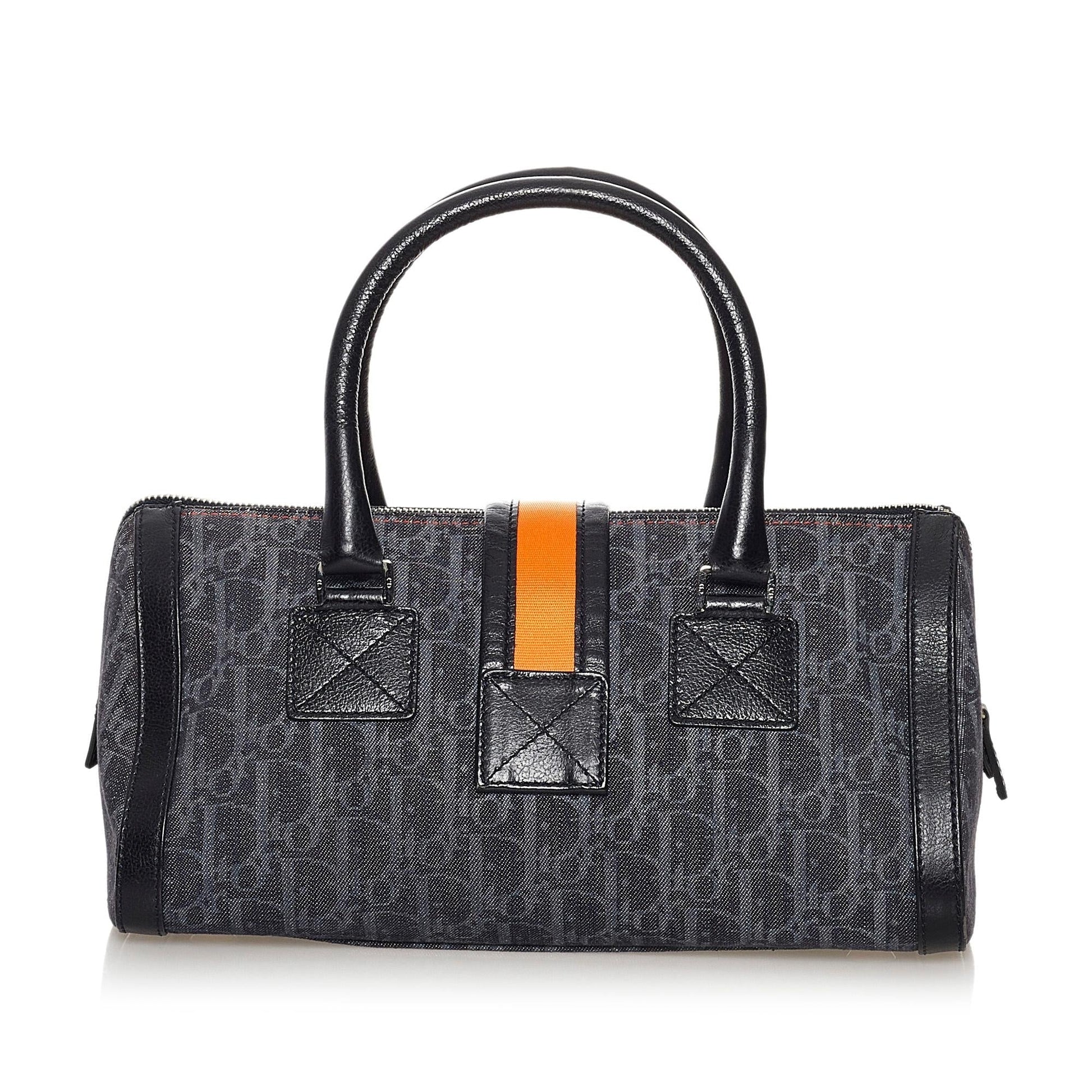 Dior Oblique Flight Handbag Shg Denim Satchel Bag