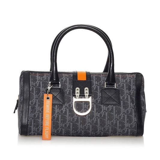 Dior Oblique Flight Handbag Shg Denim Satchel Bag