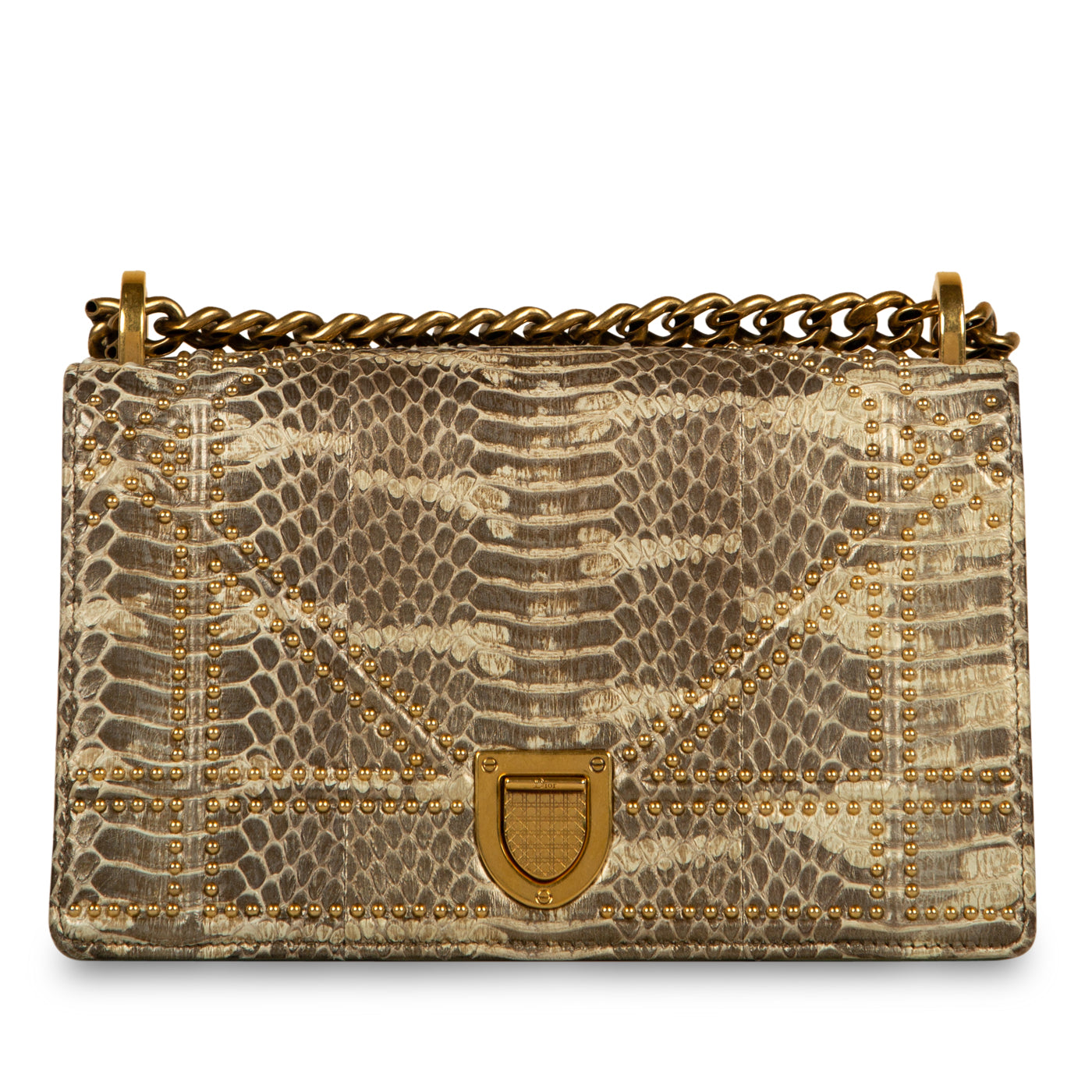 Dior Christian Studded ama Shoulder Bag Python Small Studded Diorama Python