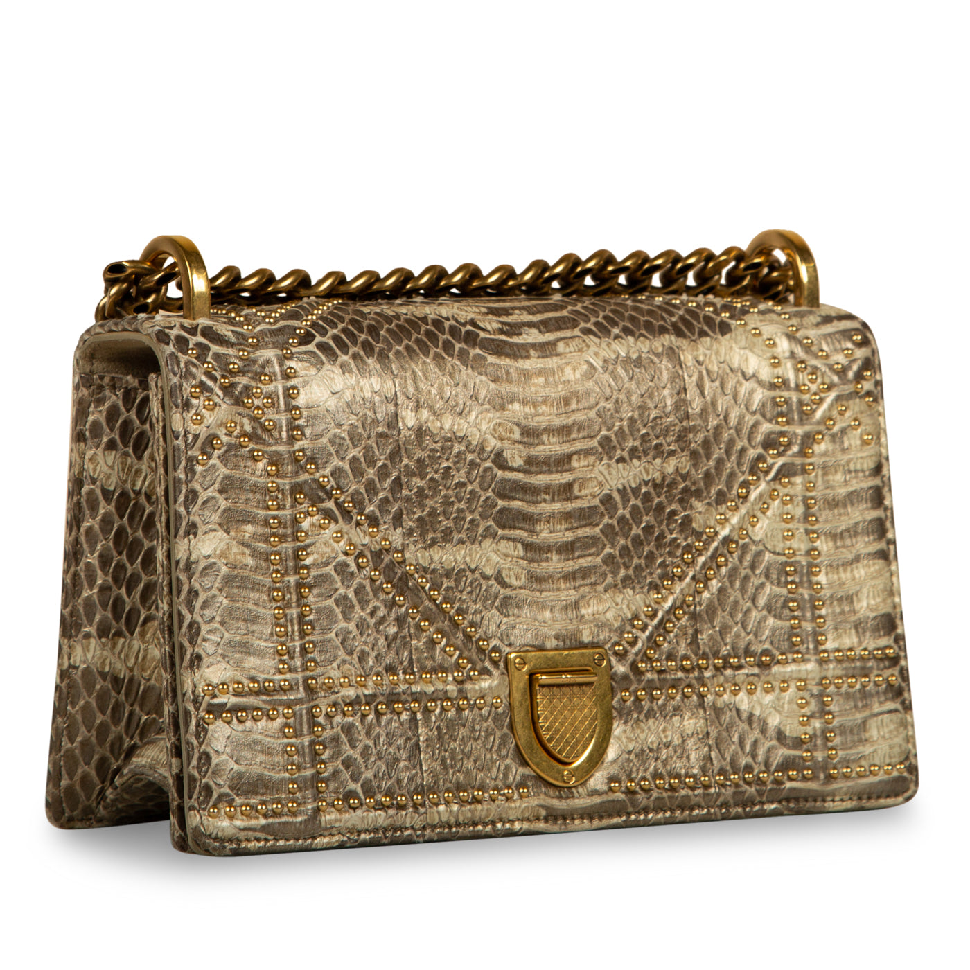 Dior Christian Studded ama Shoulder Bag Python Small Studded Diorama Python