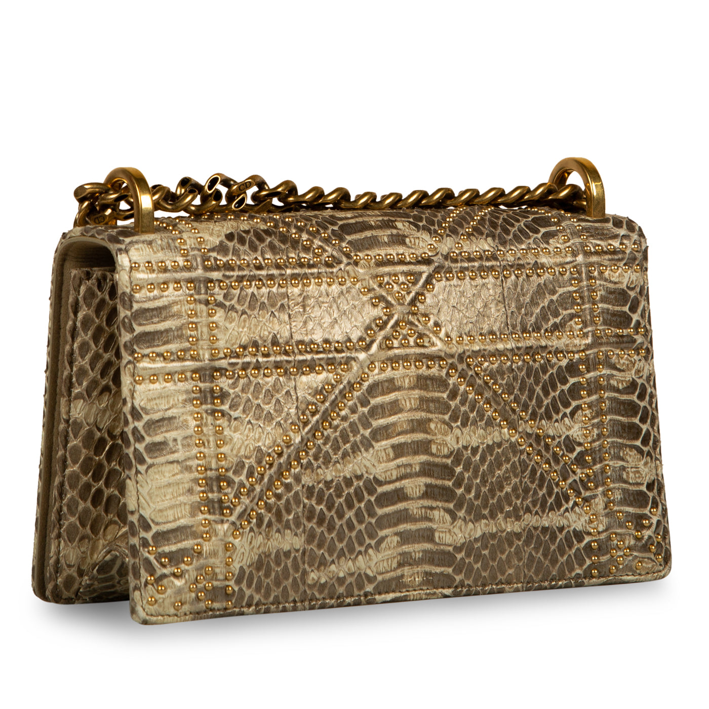 Dior Christian Studded ama Shoulder Bag Python Small